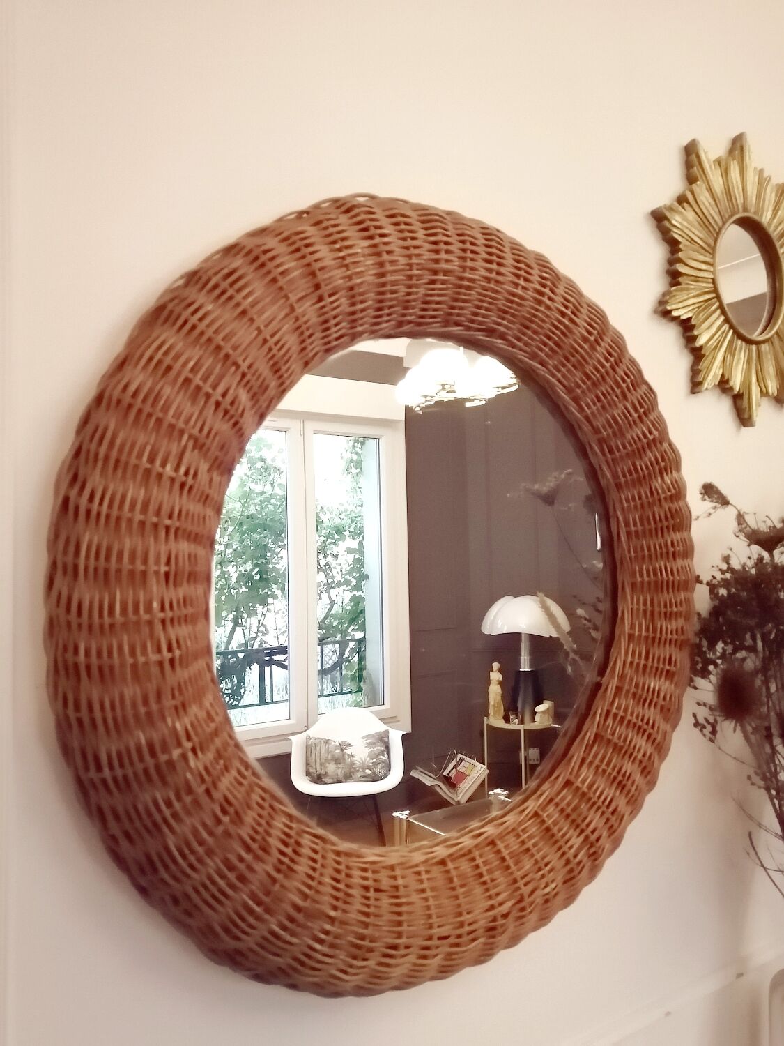 Vintage rattan mirror
