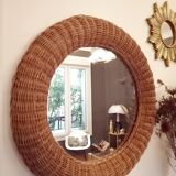 Vintage rattan mirror