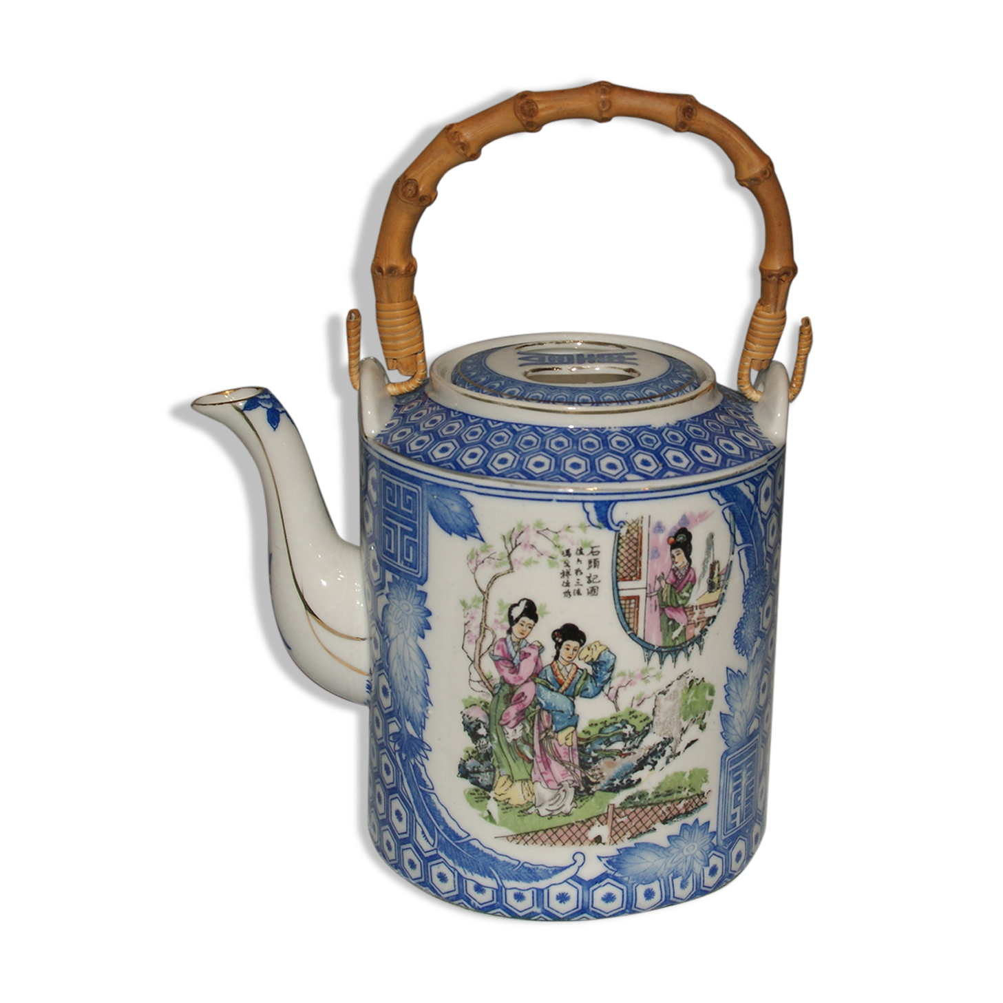 Japan :teapot decorated with elegant geisha in kimono