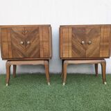 Pair of vintage Art Deco mid-century bedside tables