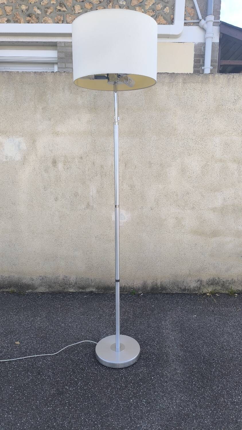 Vintage Floor Lamp with Fabric Shade by Erco, Germany, 1960s