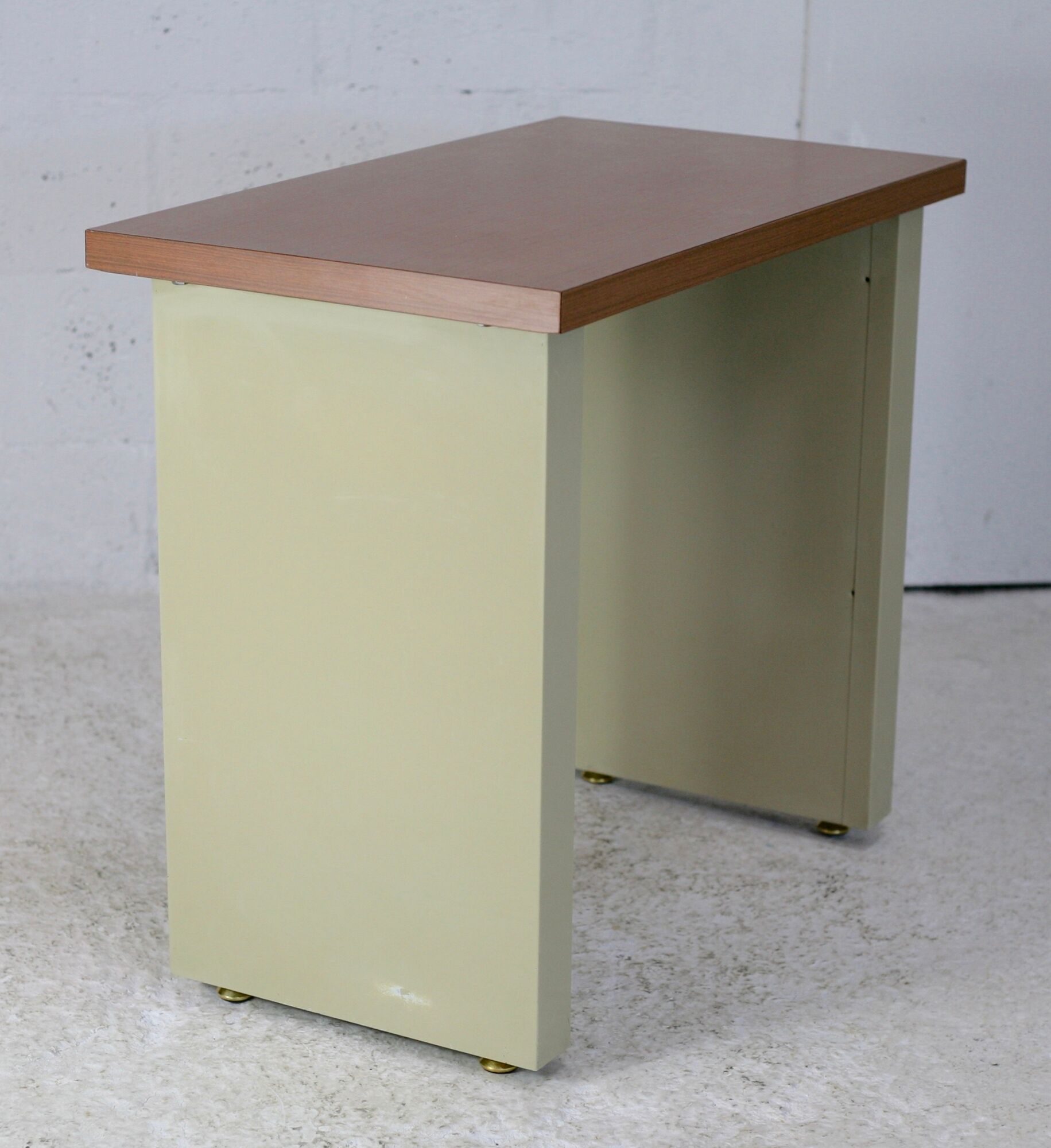 Minimalist desk, lacquered steel, formica top. France, circa 1970