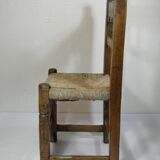 Antique wooden and straw chair, Folk Art - Spain