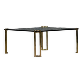 Vintage bronze and glass large coffee table by Peter Ghyczy, Germany 1970s