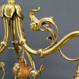 Art nouveau chandelier in gilt bronze, france, circa 1890