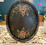 Oval painted tin tray Napoleon III