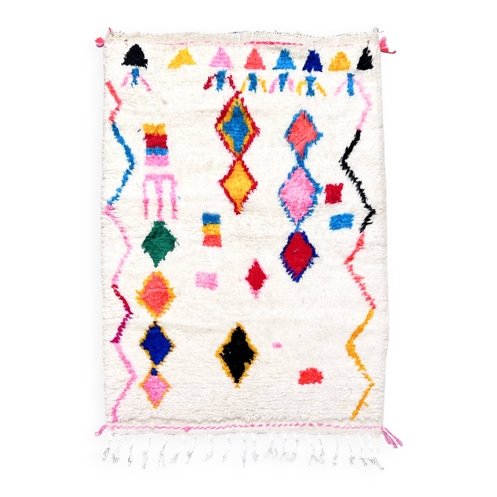 Moroccan Berber Azilal rug with colorful patterns, 1.40x0.98m