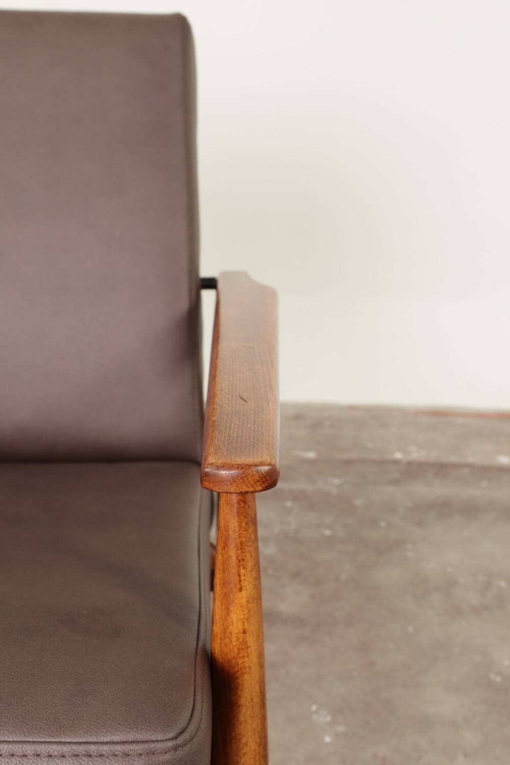 Vintage brown vegan leather armchair modern design