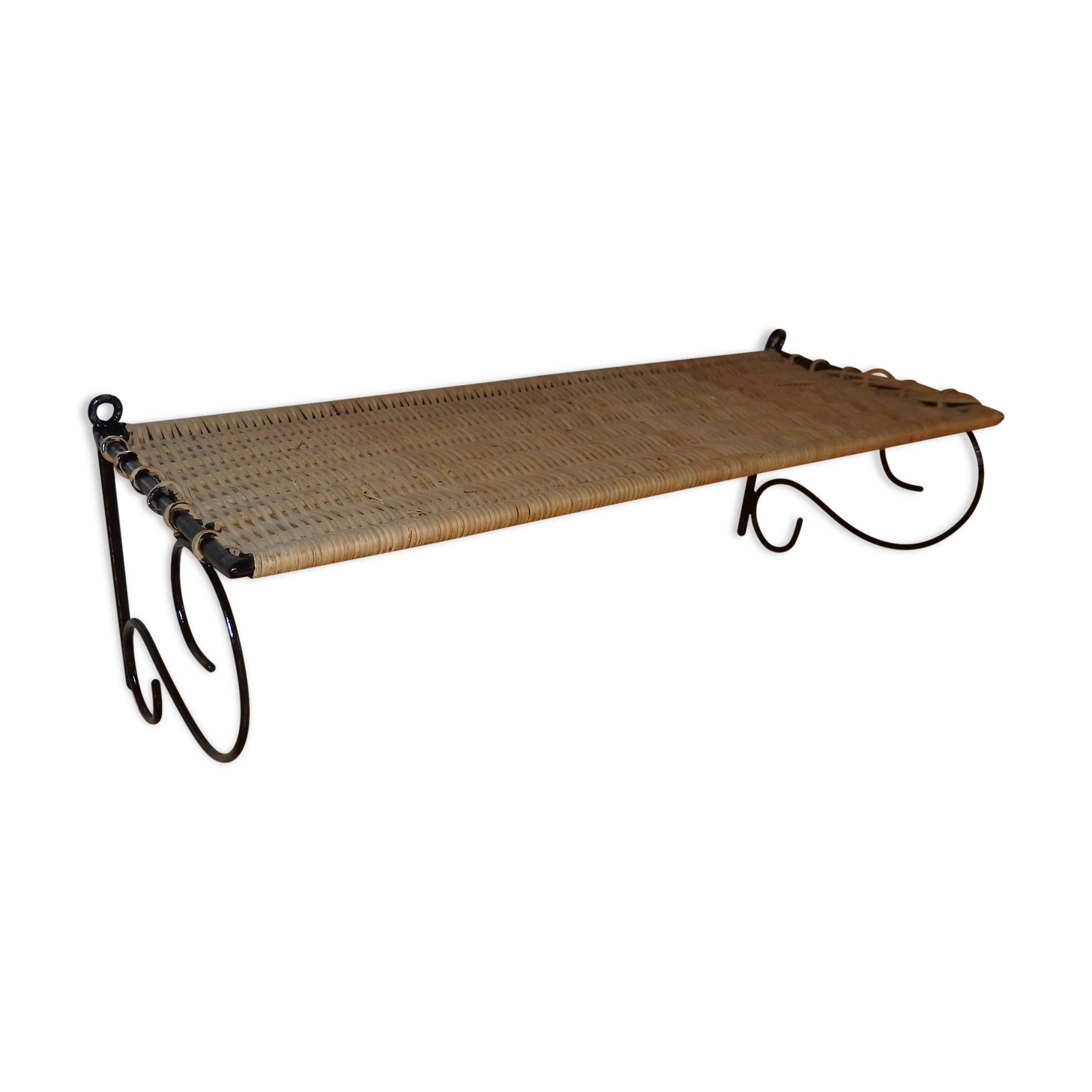 Vintage metal and rattan shelves