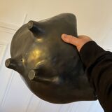 Large tripod pocket bowl in black ceramic 1950