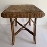Antique rattan and bamboo coffee table, 1950