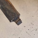 Old workshop stool in teak + wrought iron