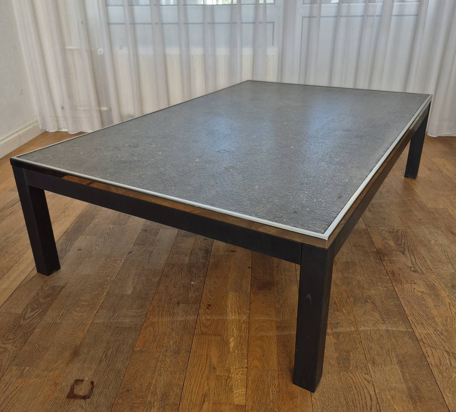 Vintage slate chrome coffee table 140 x 80 cm
