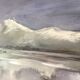 Painting on canvas snowy Northern landscape signed