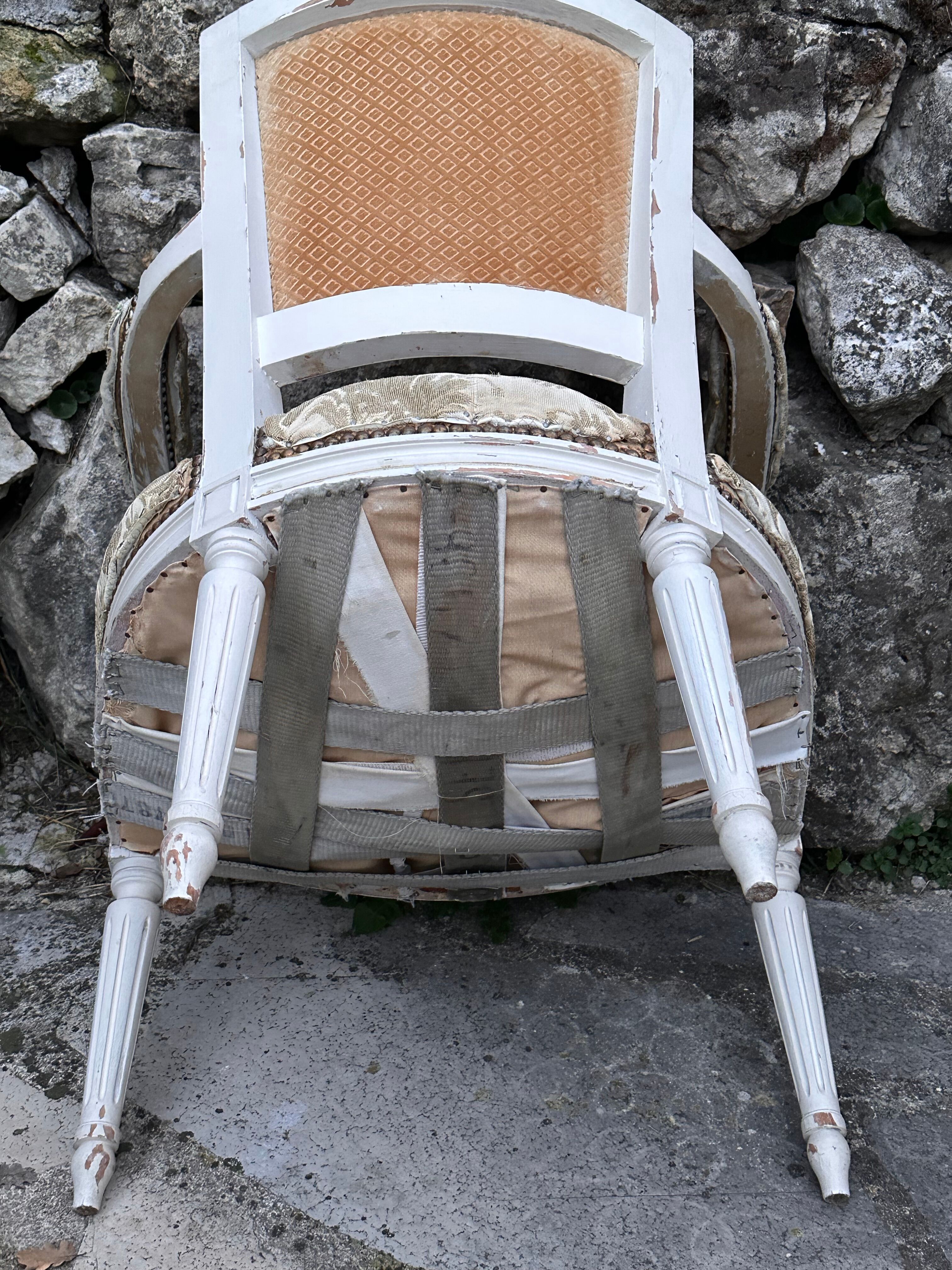 Louis XVI style armchair lacquered white