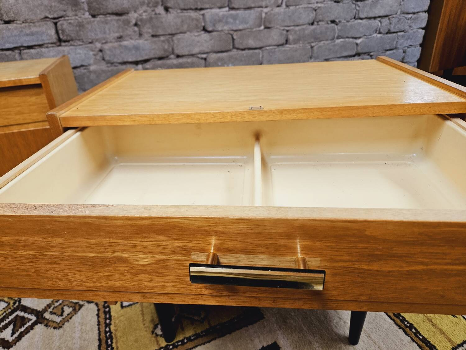 Pair of vintage 1970 blond wood bedside tables