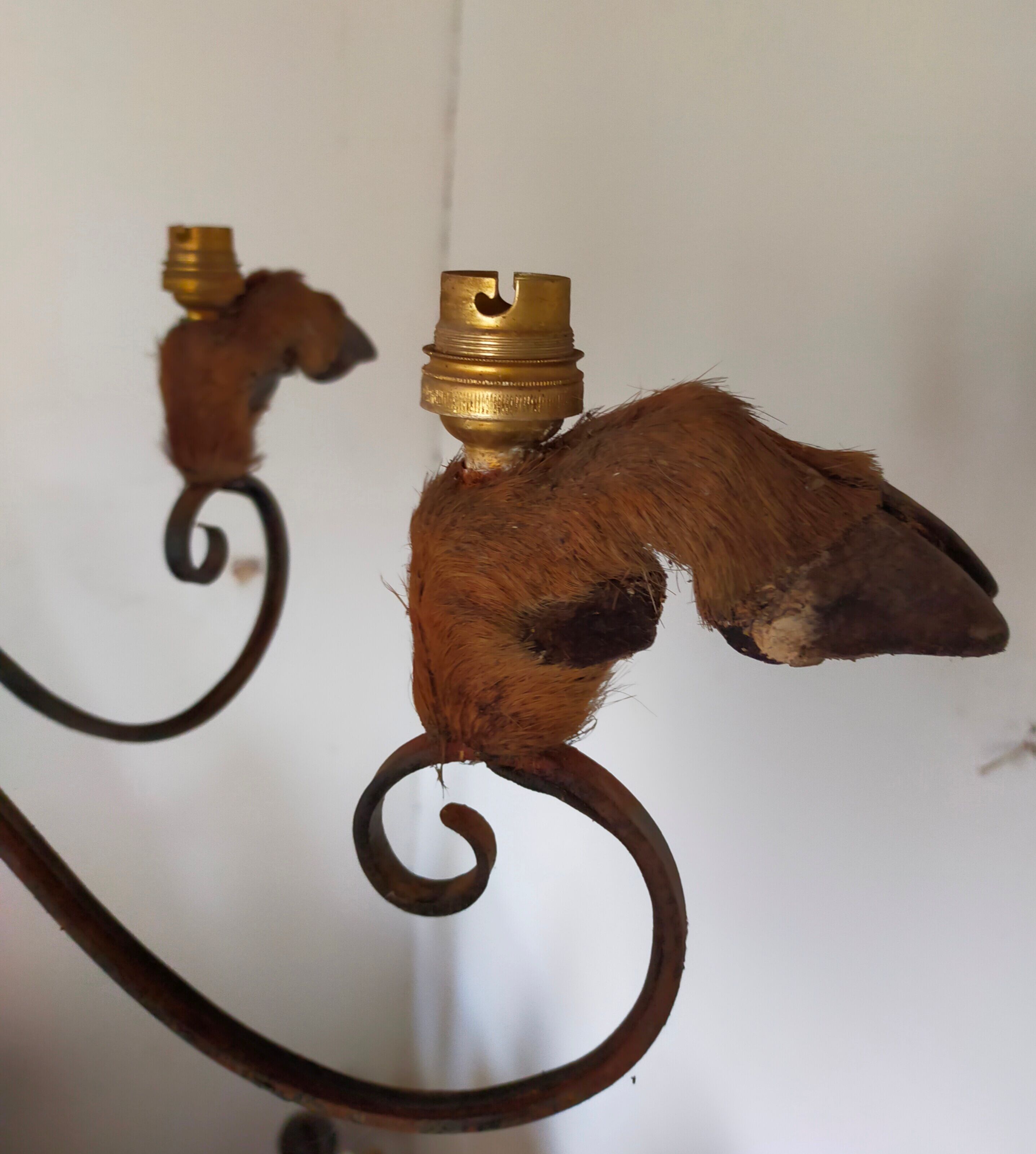 Wrought iron hunter chandelier