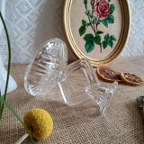 Art Deco chiseled glass candle holder - vintage