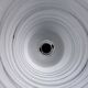 Vintage solid cylindrical lamp in white opal glass and brushed metal – postmodern design
