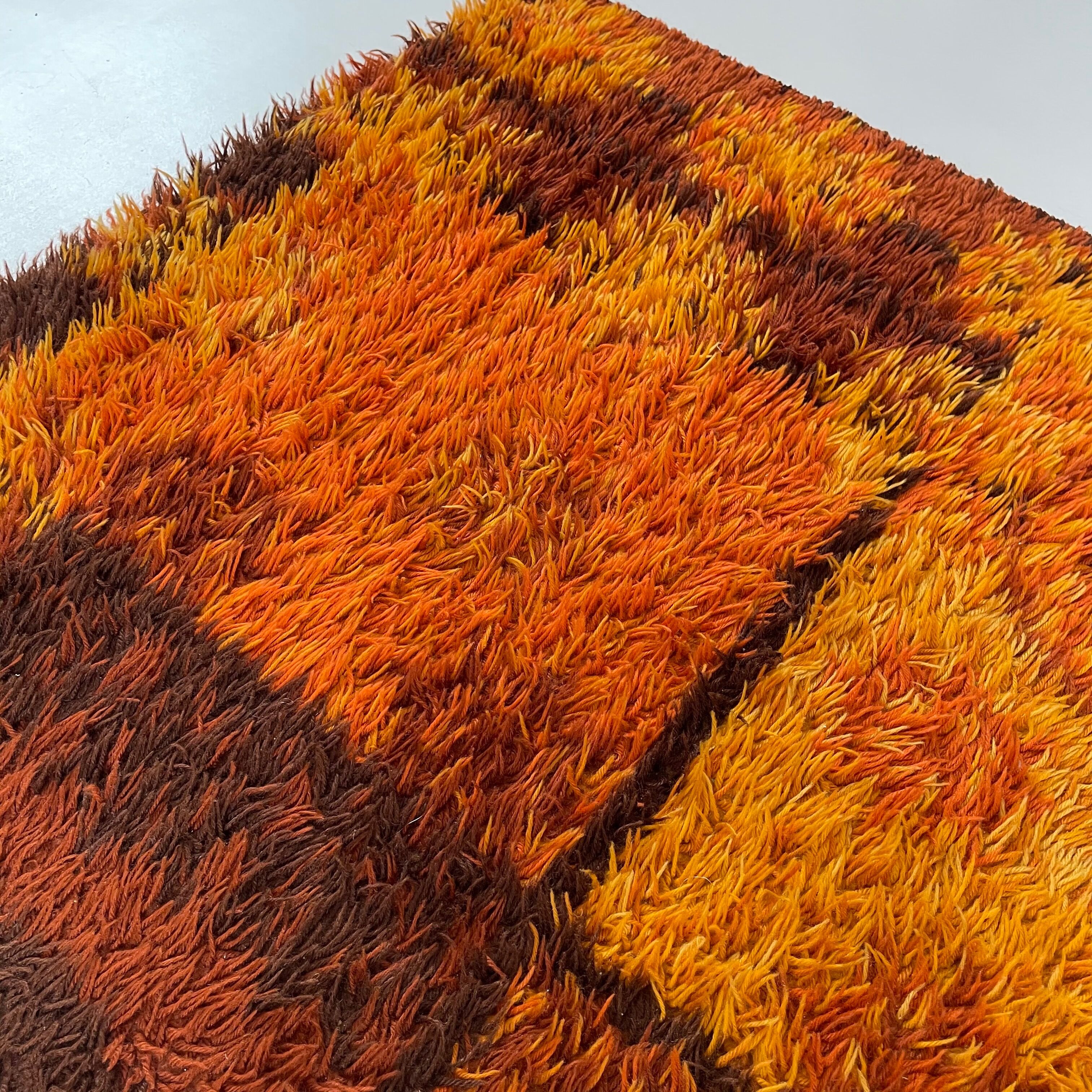 Original Scandinavian Square Pattern Rya Rug by Ege Taepper, 1960s, Denmark 96x161cm