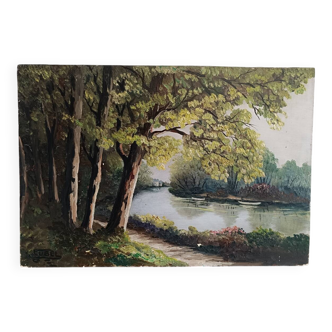 Small oil painting on hardboard