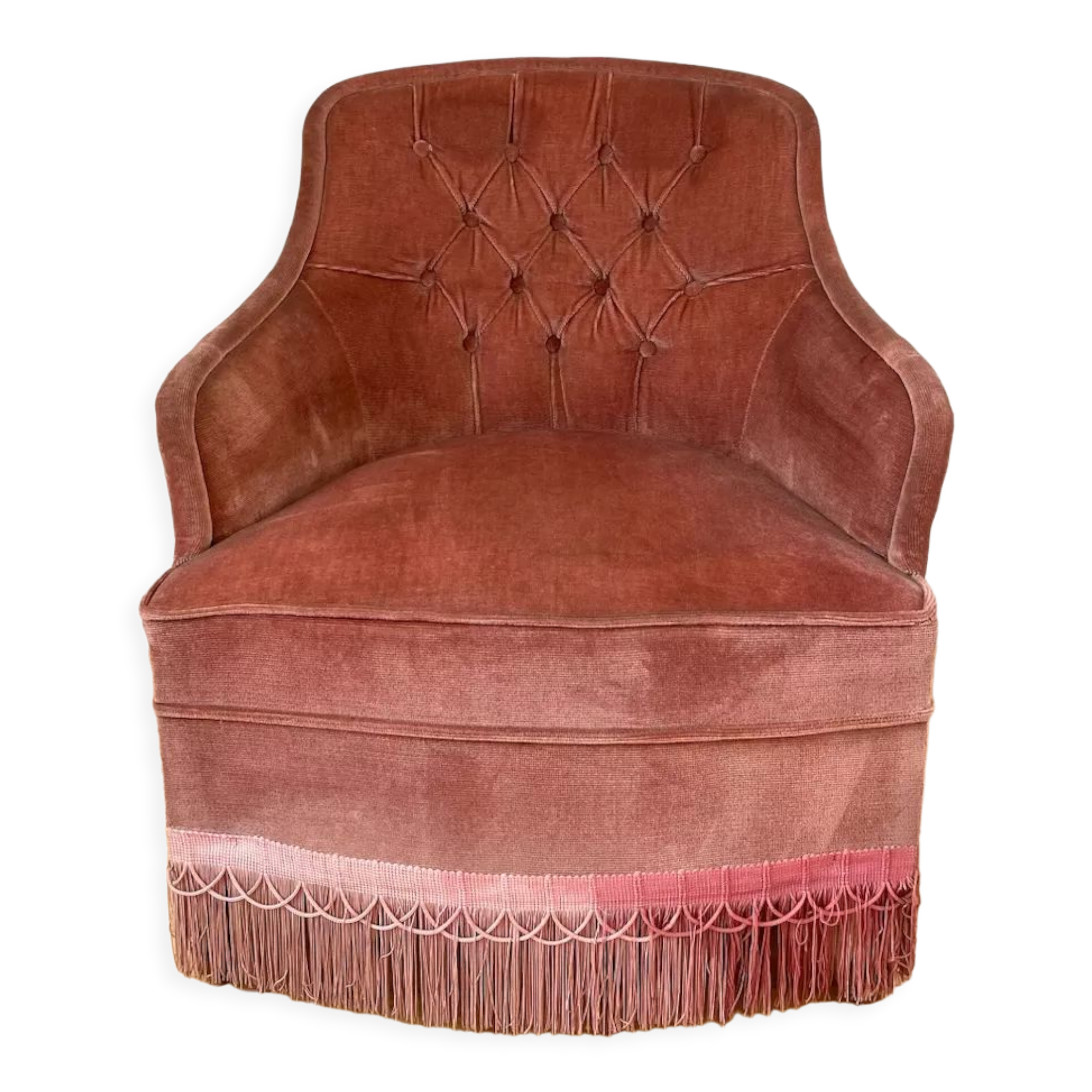 Toad armchair in pink velvet