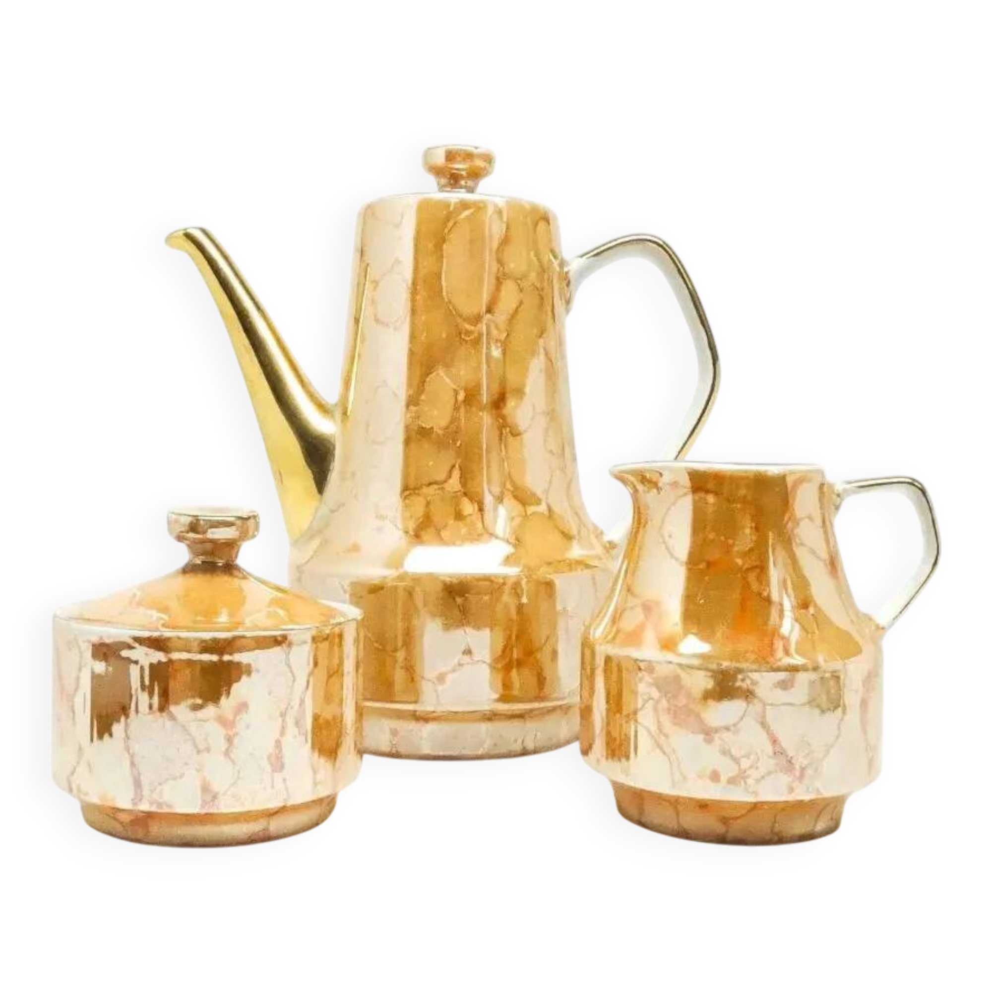Roman set: jug, sugar bowl and milk jug, mid-century modern, porcelain, Chodzież, Poland, 1970s