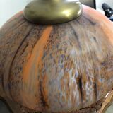 Large table lamp Verrerie de Vianne for Suberville glass and orange crystal