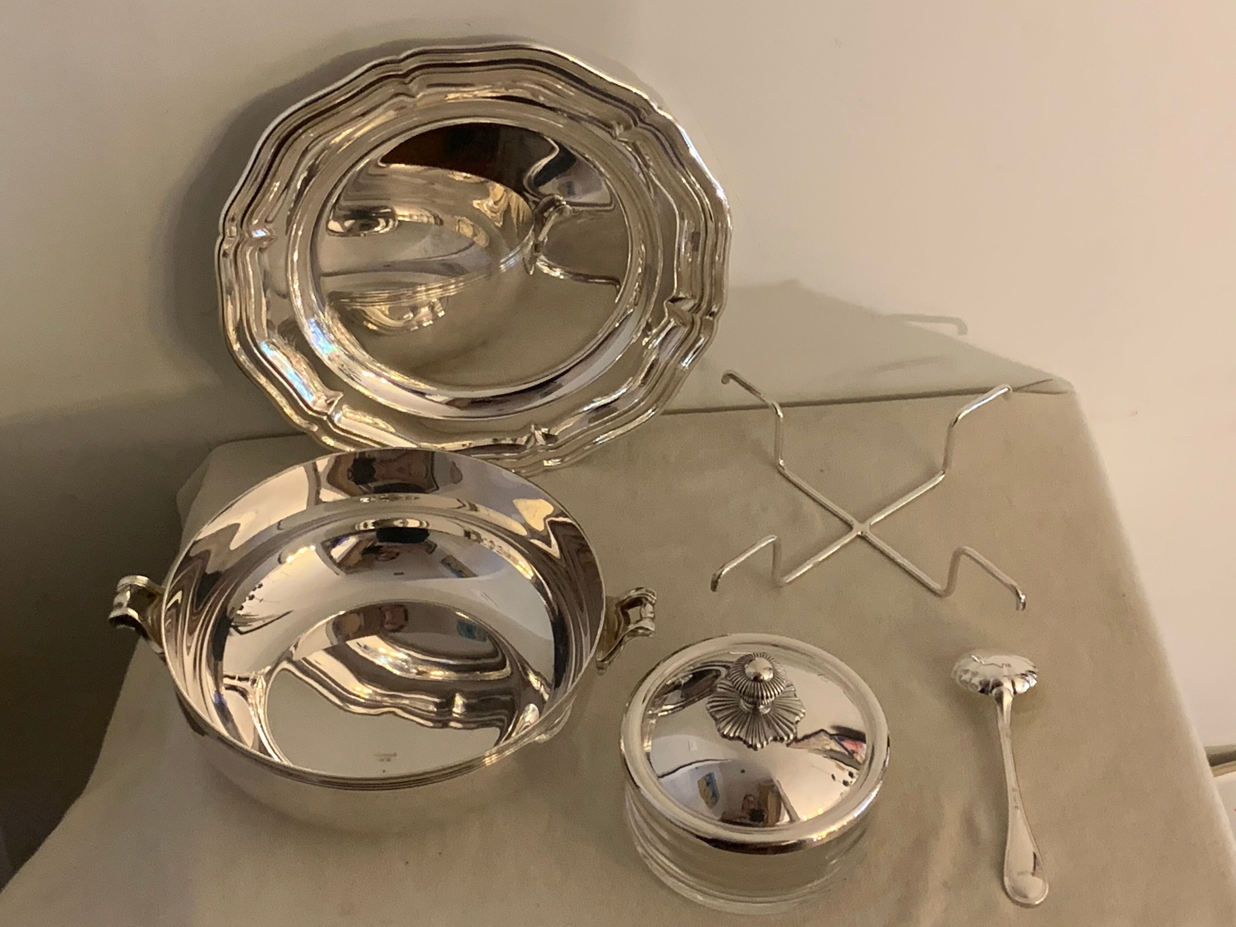 Christofle silver metal caviar service