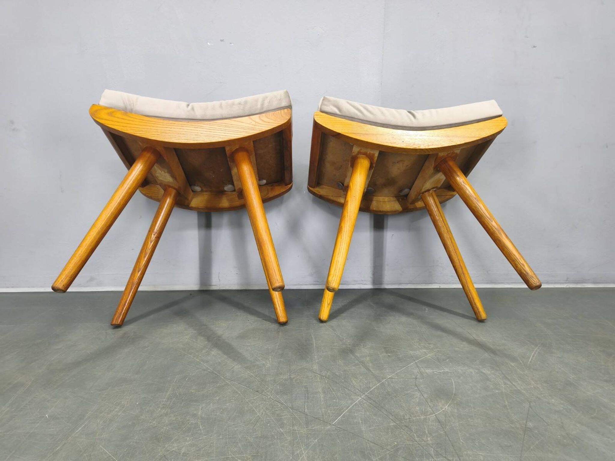 Mid Century Solid Maple Footstools with Curved Frames, 1960s
