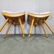 Mid Century Solid Maple Footstools with Curved Frames, 1960s