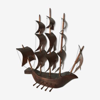 Wooden and copper boat model