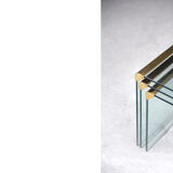 Set of 3 glass and brass waterfall side table by Leon Rosen for Pace Collection, 1970s
