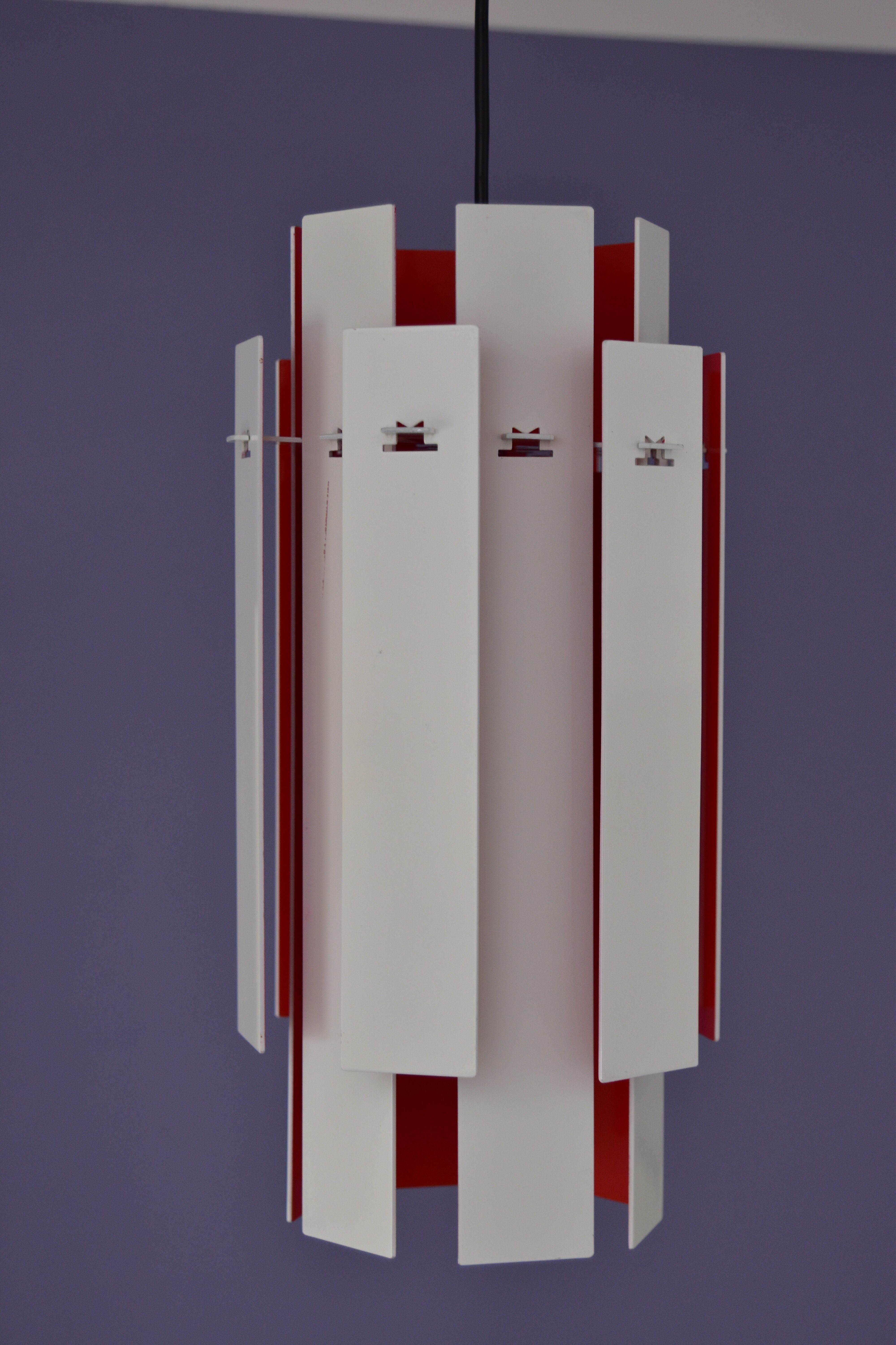 Cocktail Pendant by Henning Rehhof for Fog & Mørup in Red and White, 1970s