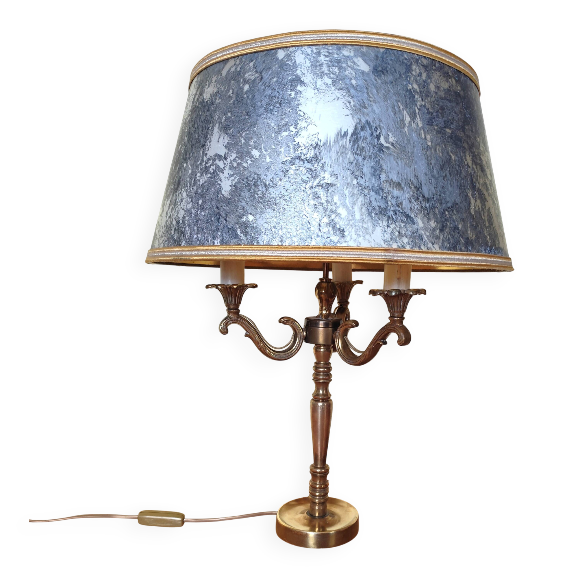 lampe bouillotte 3 feux en laiton, lampe de bureau