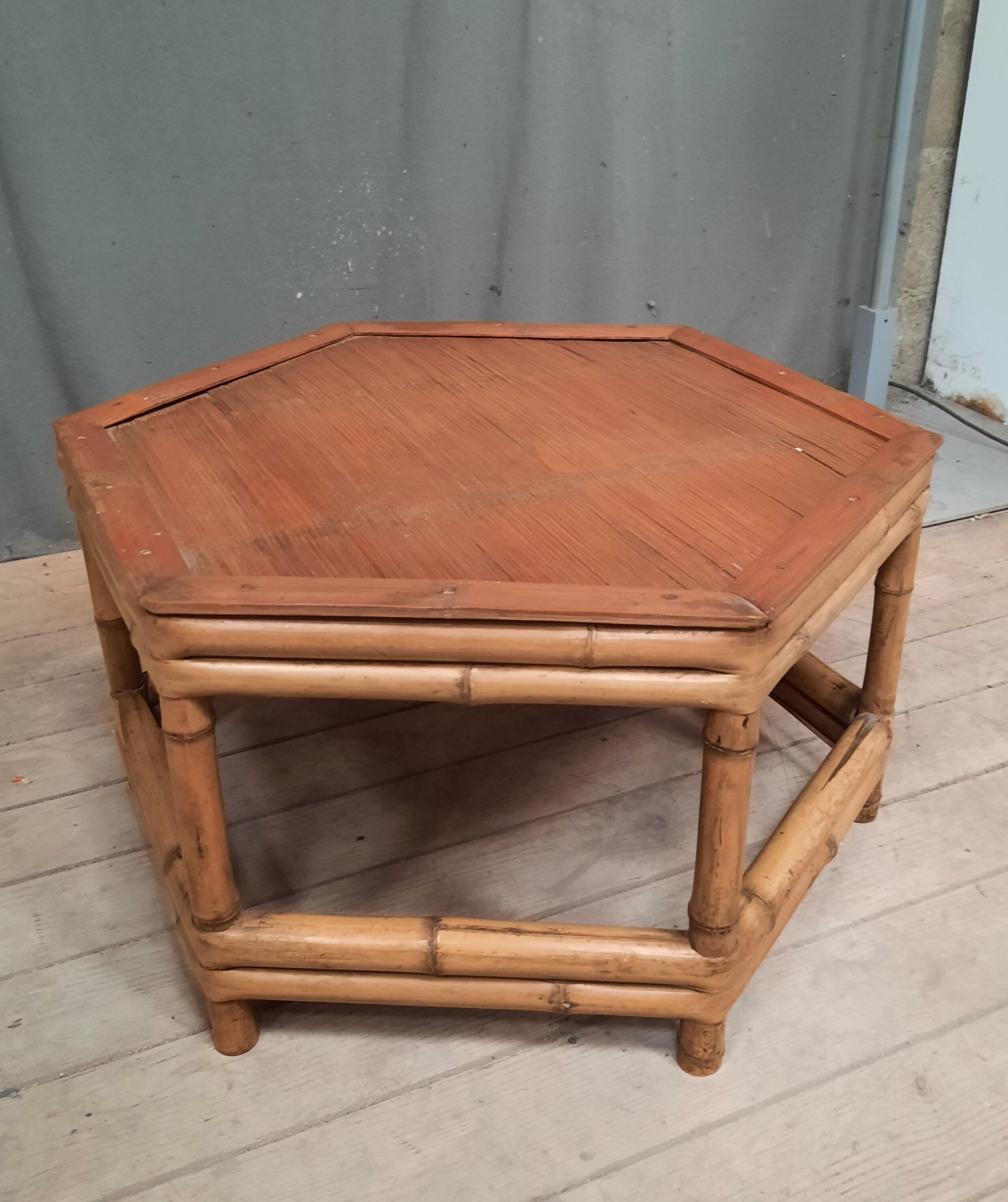 Hexagonal bamboo coffee table
