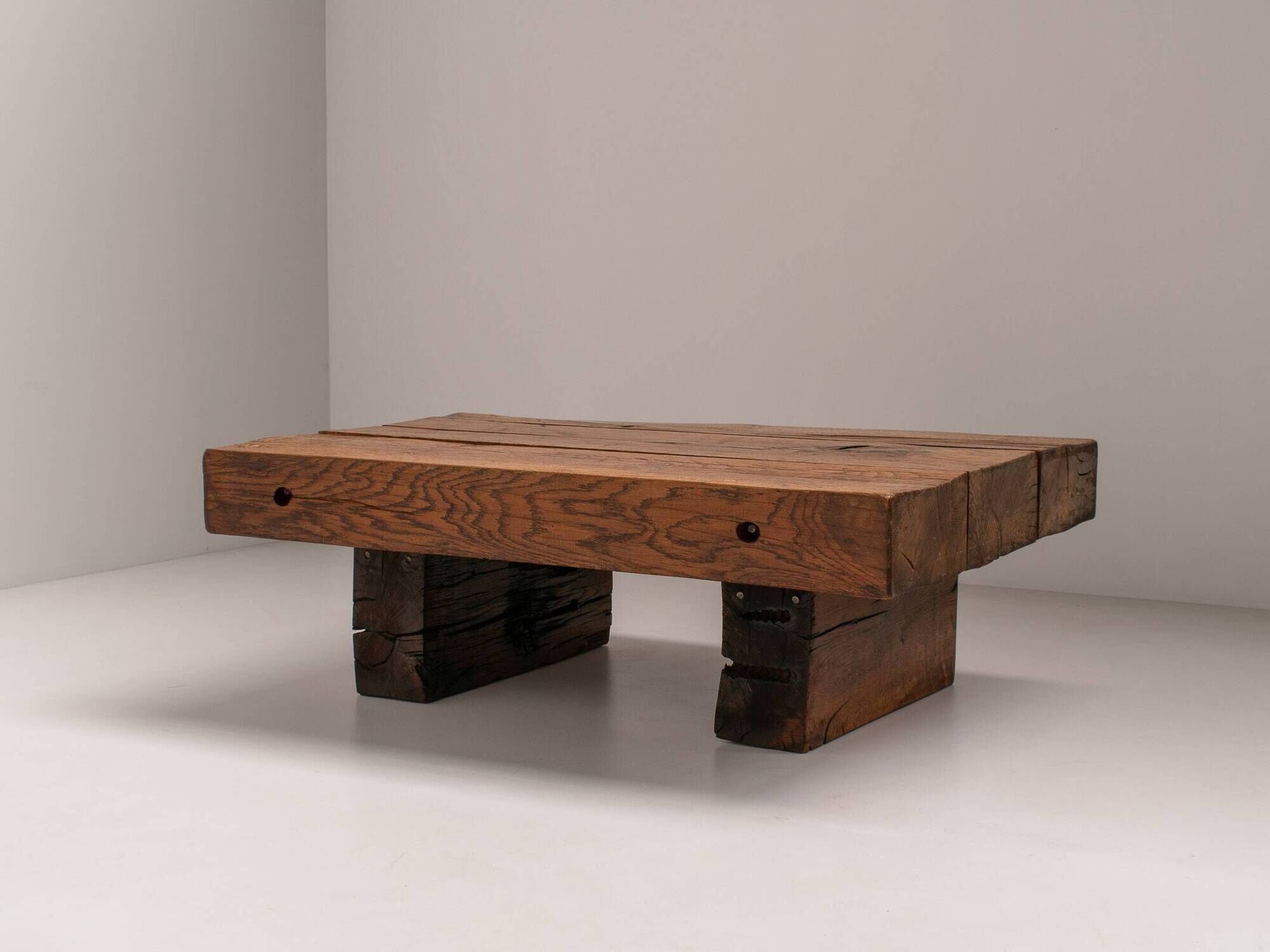Solid Oak Wabi Sabi Coffee Table, France, 1950s