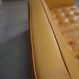 Florence Knoll two-seater sofa in mustard yellow leather, 1970