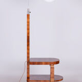 Lampadaire ArtDéco restauré, noyer, acier chromé, verre, Tchéquie, années 1930