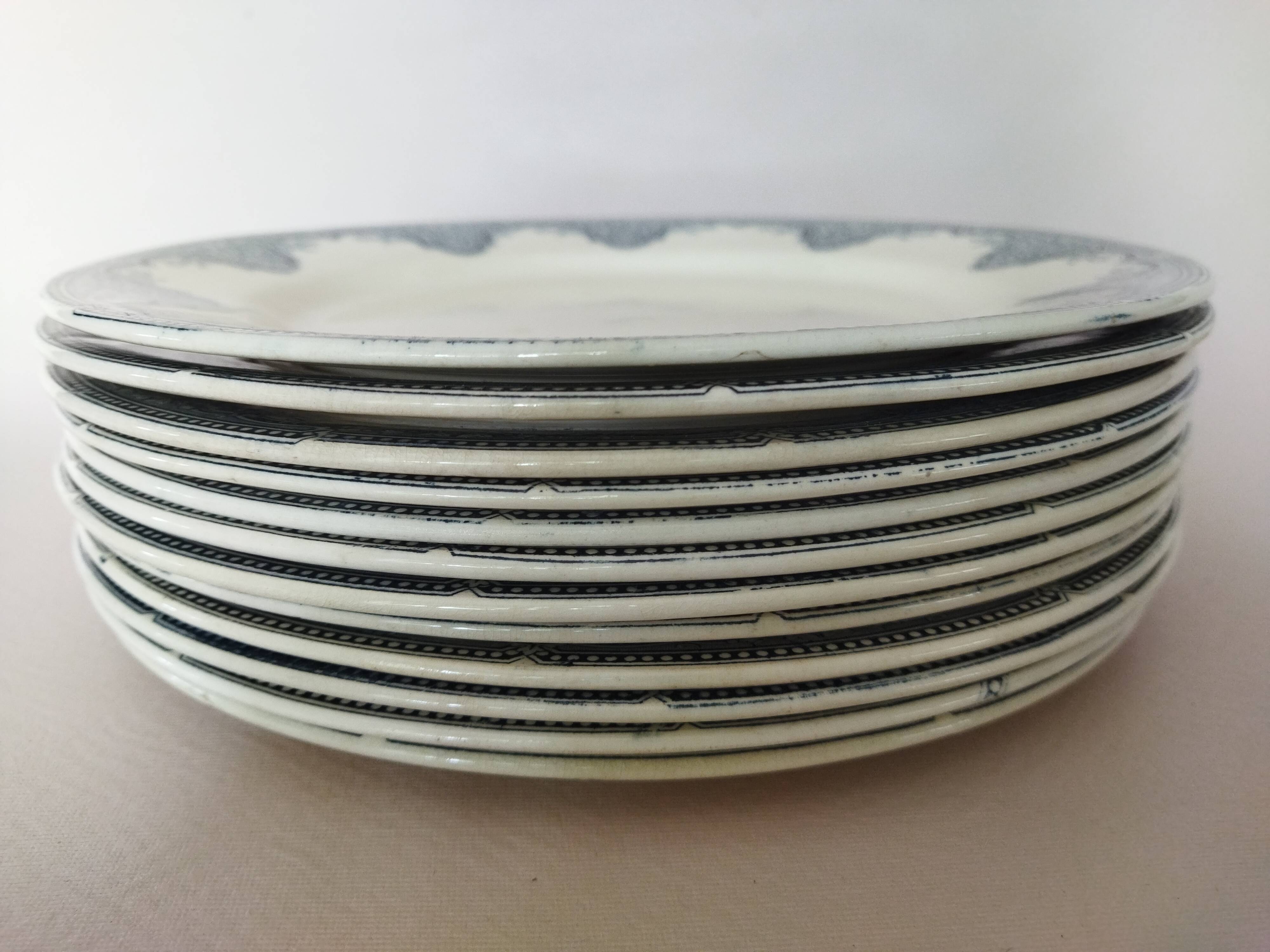 12 flat plates iron earth Salins, model Céline