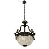 Bronze Crystal Beaded Light Pendant 1940’s