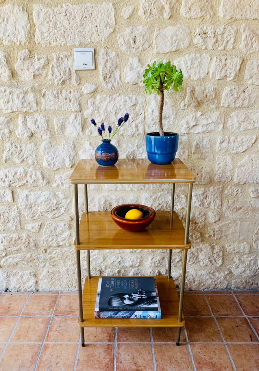 Side table with 3 vintage shelves 70s