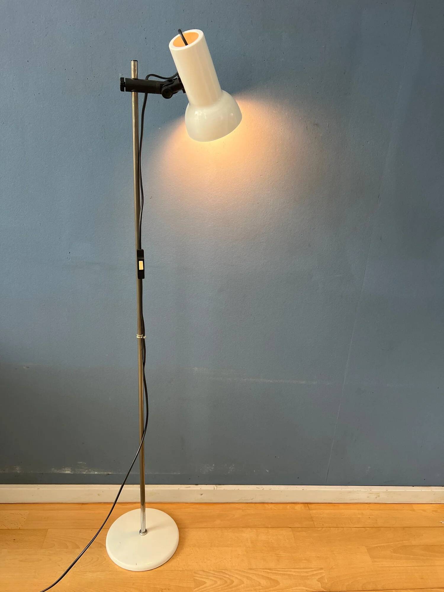 Small white mid-century floor lamp