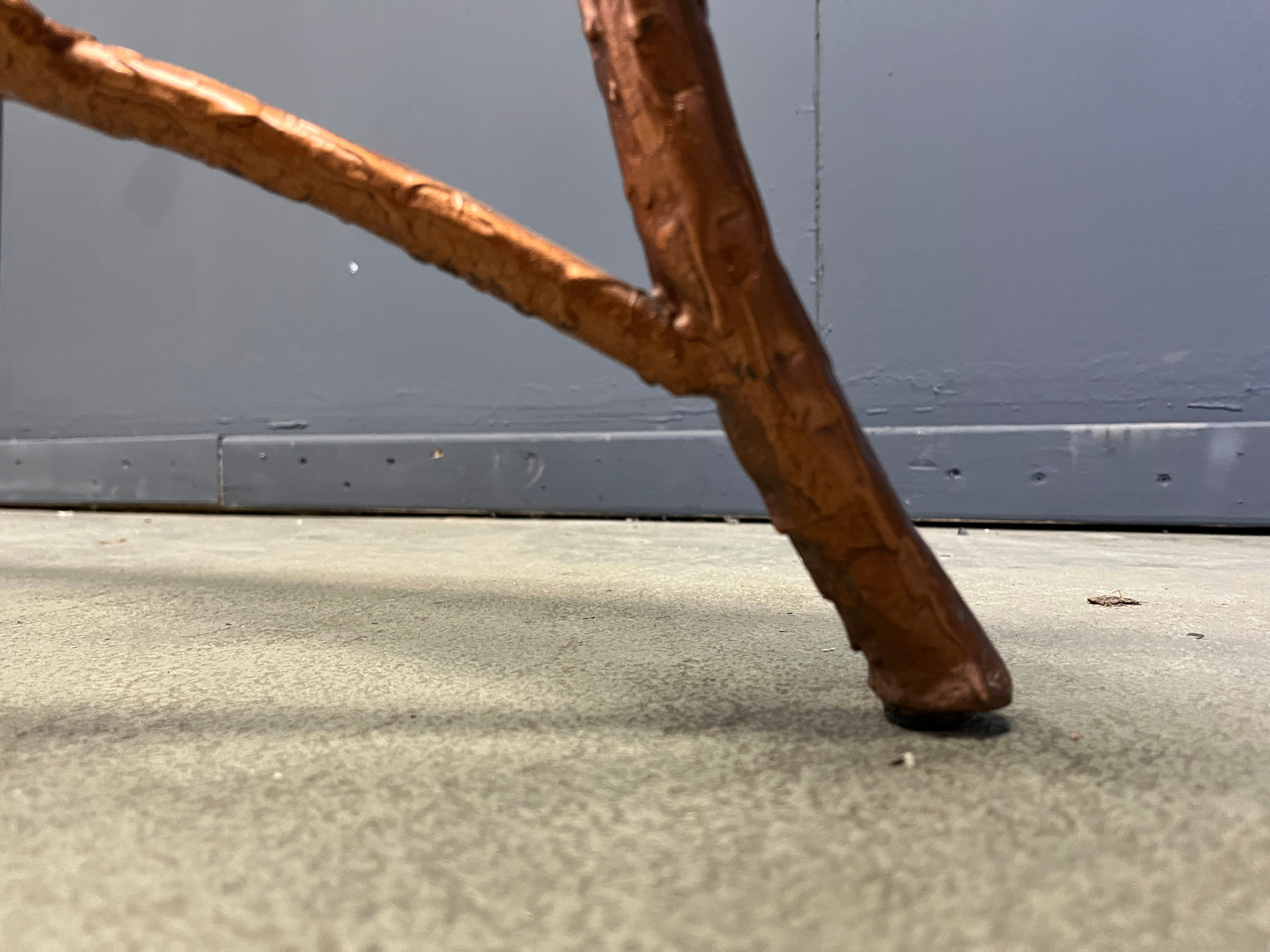 Vintage hand crafted wrought iron tree branches cocktail table, 1970s