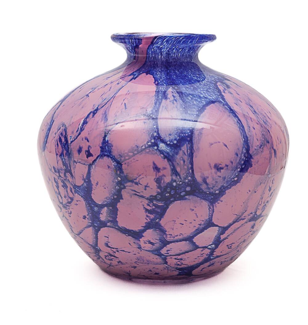 Vase en verre marbré