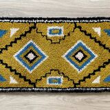 Tapis  vintage en laine jaune ocre Smyrna 97x50cm
