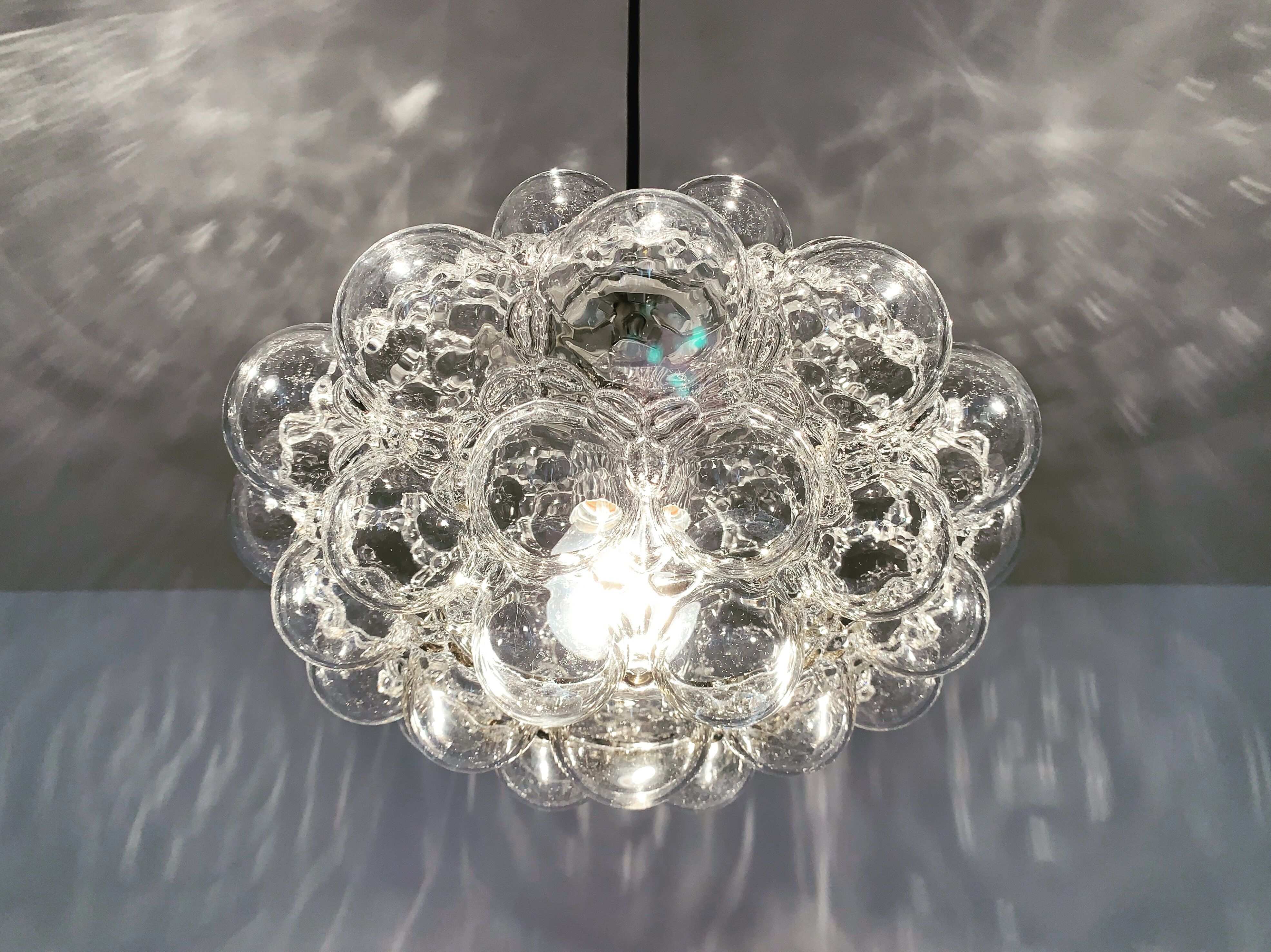 Large Mid Century Modern bubble pendant lamp by Helena Tynell for Glashütte Limburg