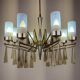 Large mid-century Italian sculptural chandelier in brass and glass, Italy, 1950s