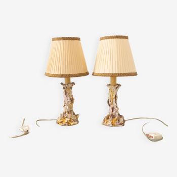 Pair of enameled ceramic lamps Audagna Italy 50