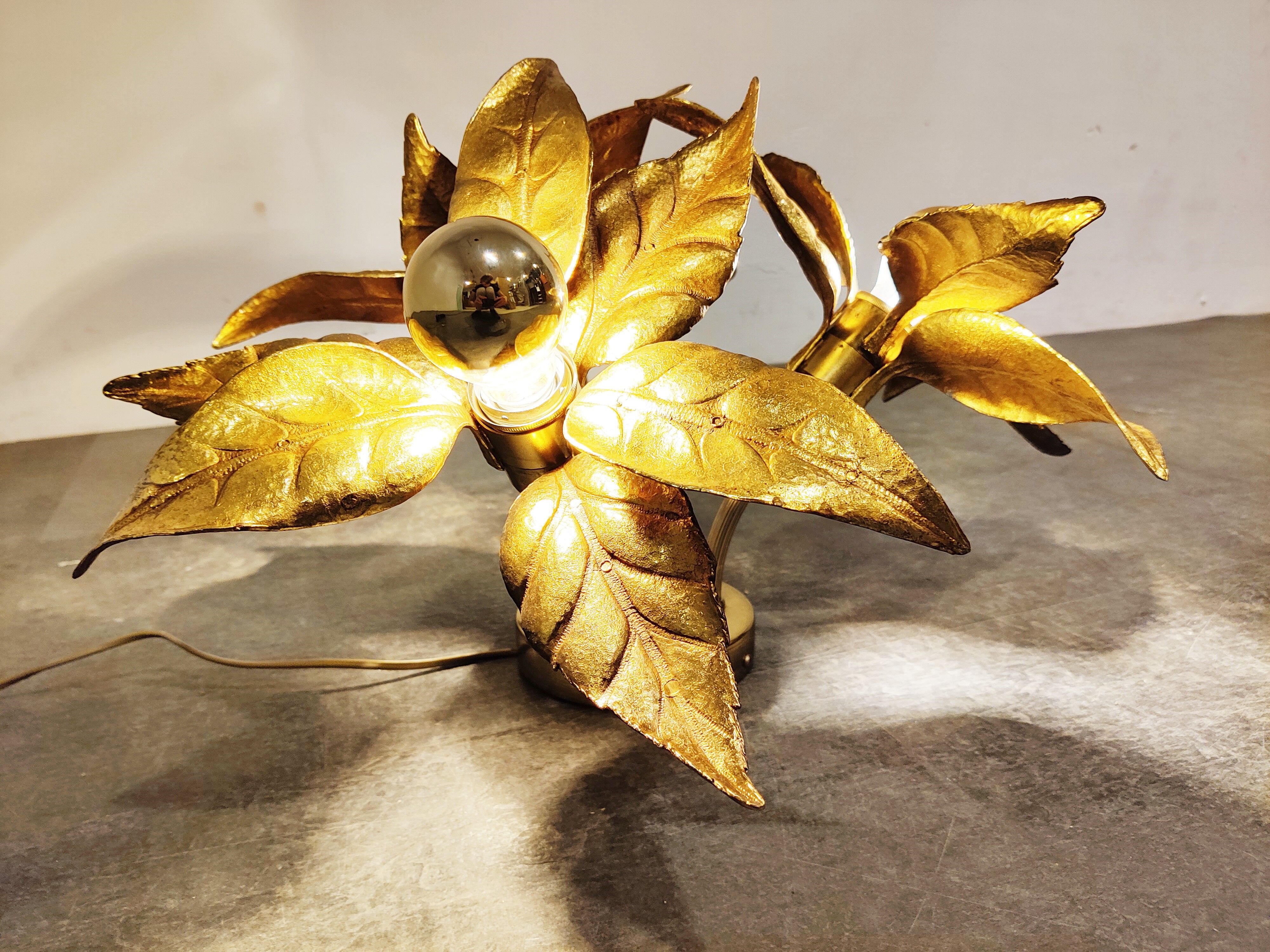 Brass Flower table or ceiling light by Willy Daro, 1970's